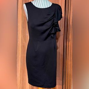 Banana Republic Dress, Black Asymmetrical detail on top, Sz 0 with some stretch.